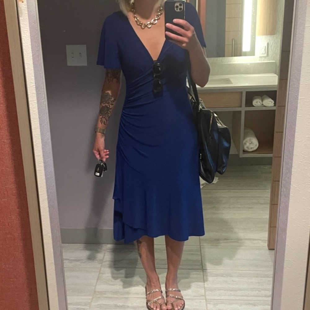 Kensie Blue Ruched Sheath Dress